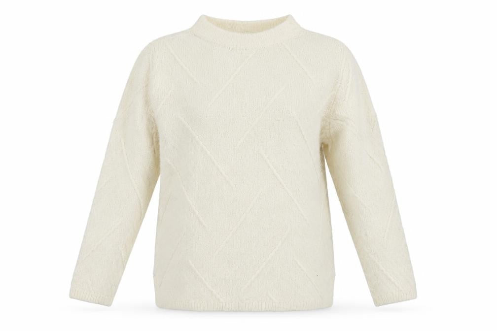 Front view of Cotswold Collections Women Ivory Mock Neck Wool Blend Jumper L