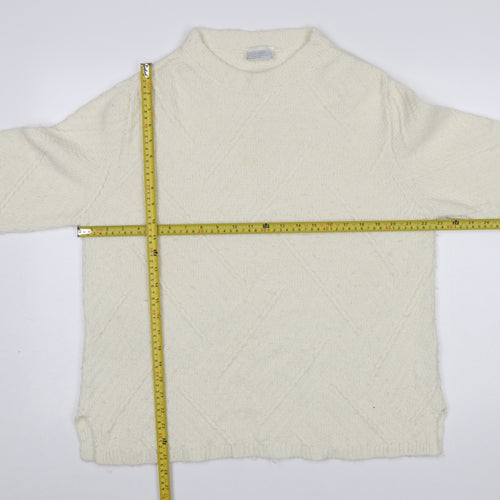 Cotswold Collections Women Ivory Mock Neck Wool Blend Jumper L