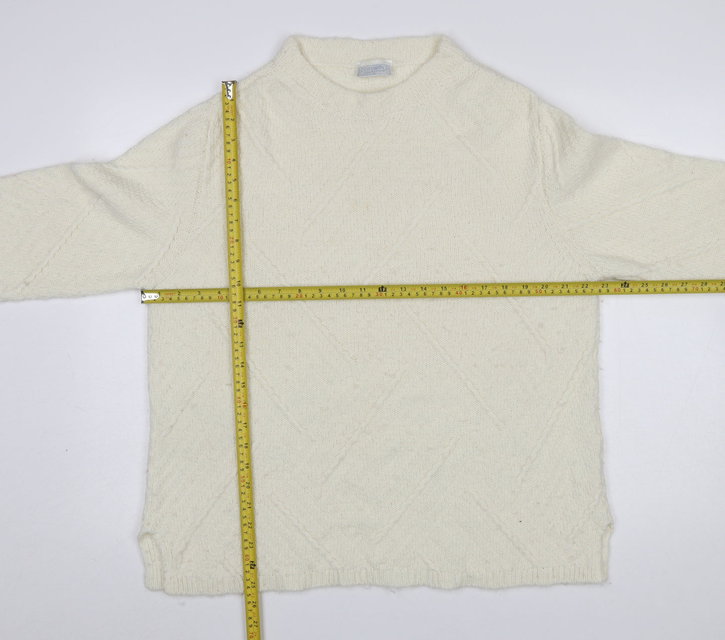 Cotswold Collections Women Ivory Mock Neck Wool Blend Jumper L