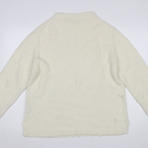 Cotswold Collections Women Ivory Mock Neck Wool Blend Jumper L
