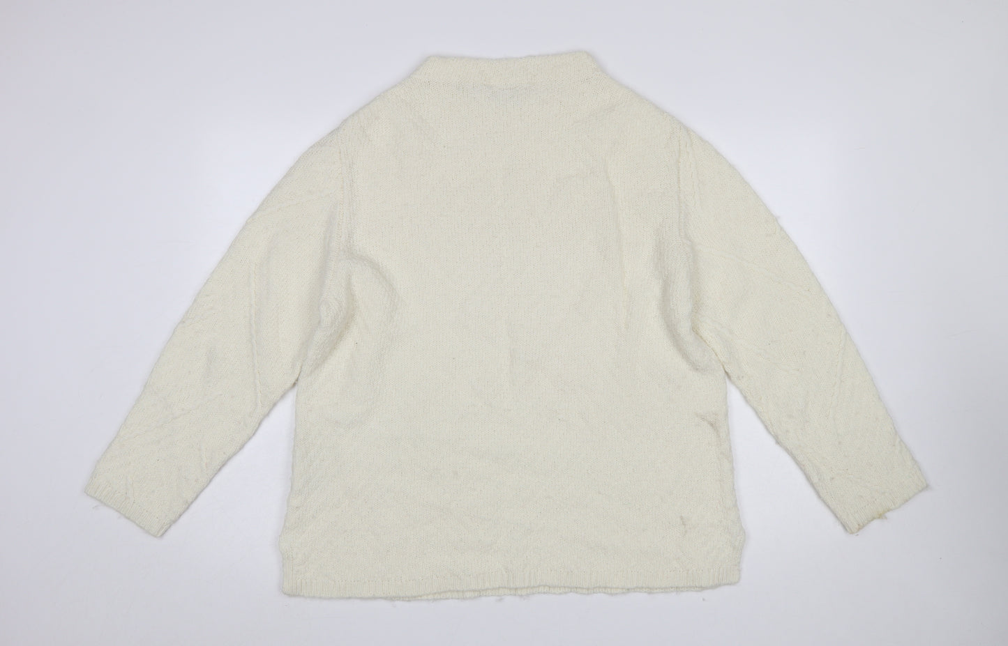 Cotswold Collections Women Ivory Mock Neck Wool Blend Jumper L