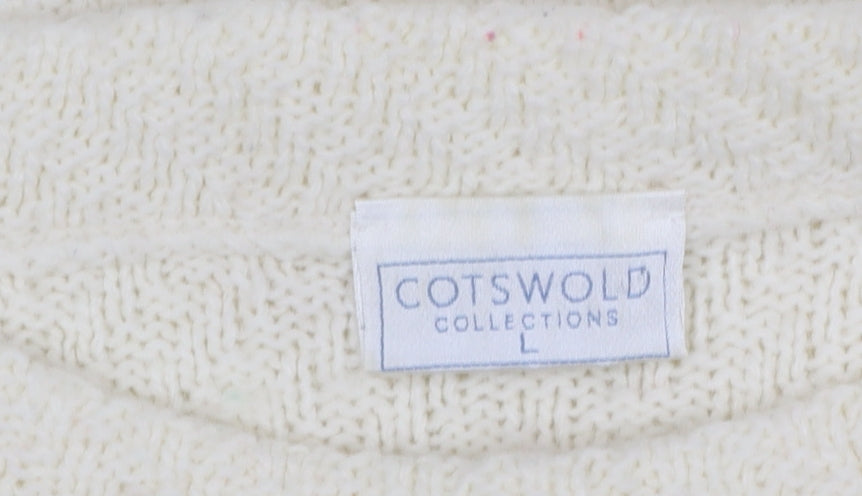 Cotswold Collections Women Ivory Mock Neck Wool Blend Jumper L