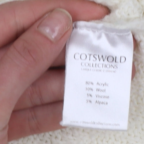 Cotswold Collections Women Ivory Mock Neck Wool Blend Jumper L