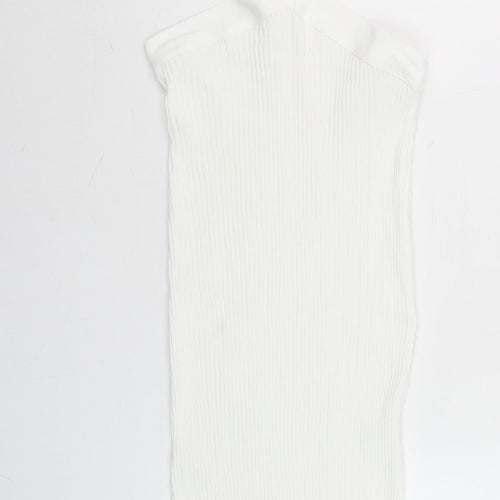 Zara Women White Halter Cut Out Bodycon Midi Dress Size 14