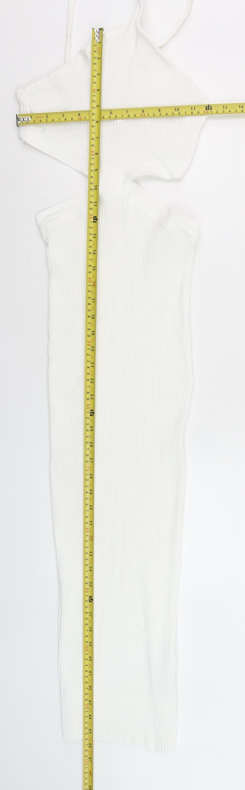 Zara Women White Halter Cut Out Bodycon Midi Dress Size 14