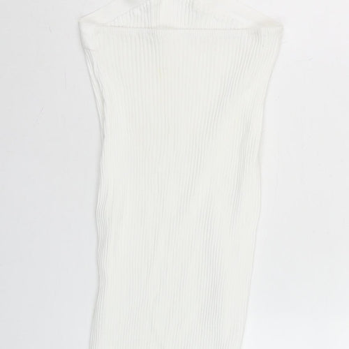Zara Women White Halter Cut Out Bodycon Midi Dress Size 14