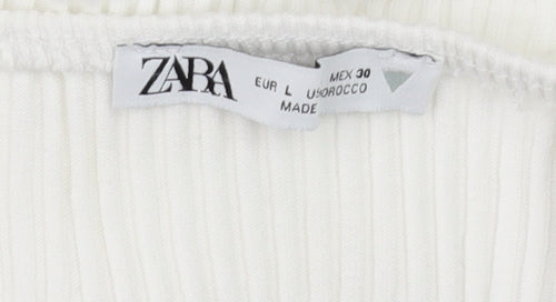 Zara Women White Halter Cut Out Bodycon Midi Dress Size 14