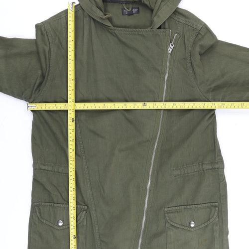 Topshop Womens Green Cotton Hooded Parka Jacket Size 8