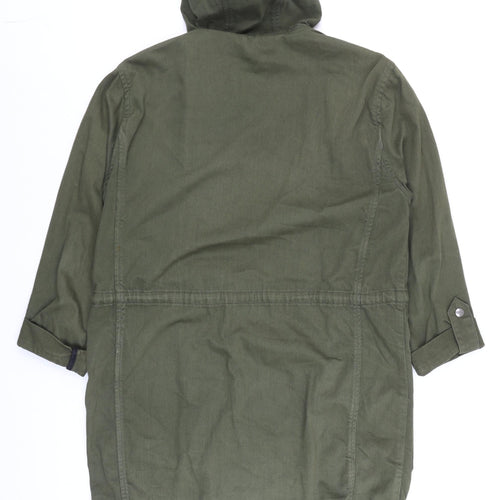 Topshop Womens Green Cotton Hooded Parka Jacket Size 8