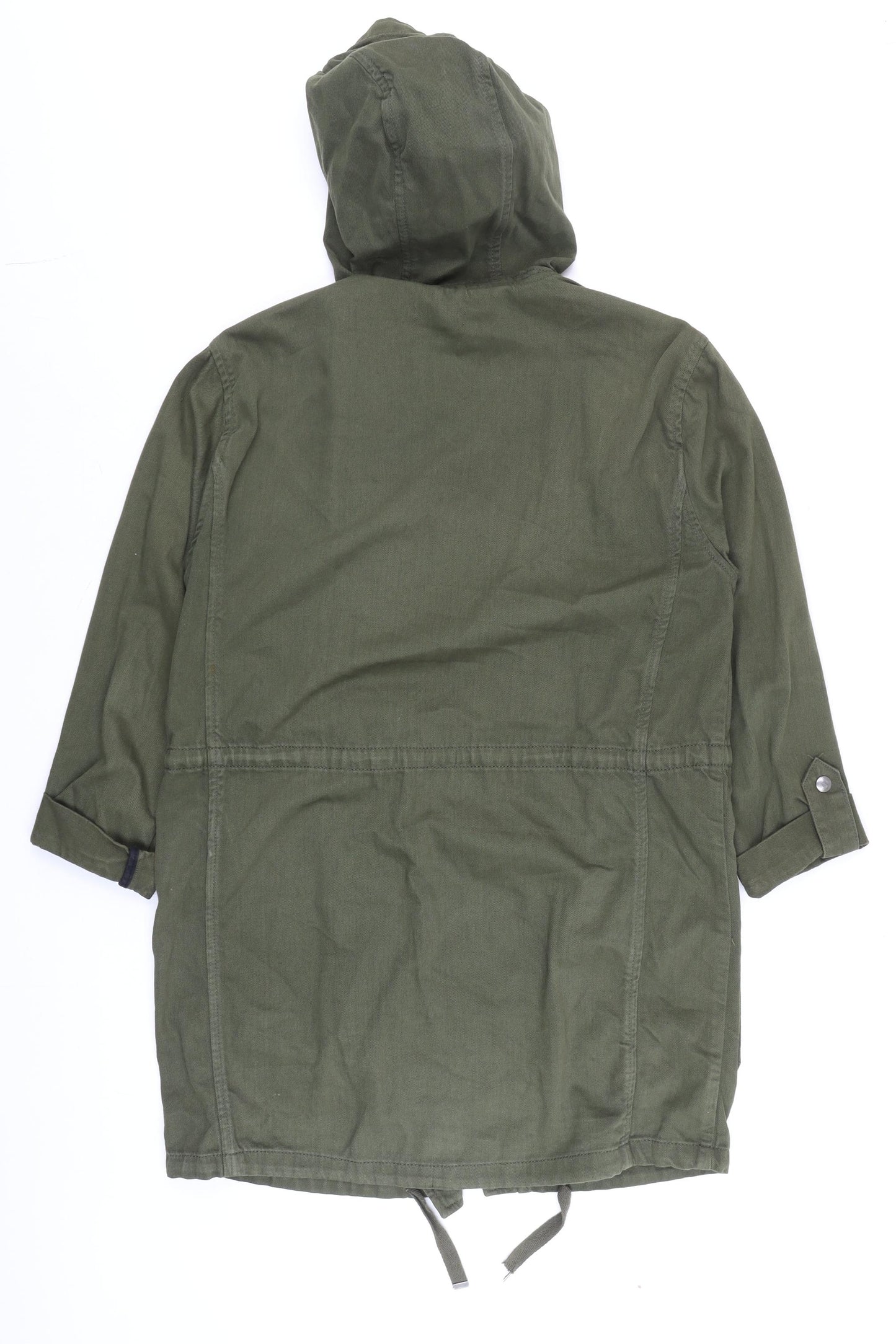 Topshop Womens Green Cotton Hooded Parka Jacket Size 8