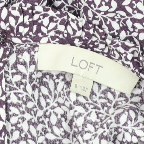 LOFT Women's Purple Floral Rayon A-Line Knee Length Dress Size 8