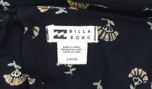 Billabong Women's Black Floral Wrap Midi Dress Size S