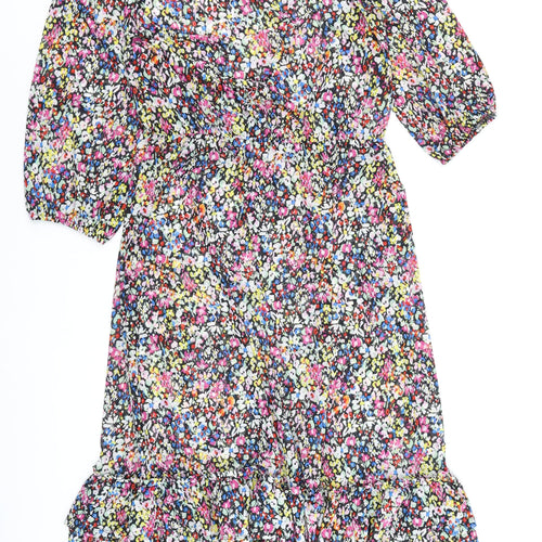 Love & Roses Women's Multicoloured Floral Knee Length A-Line Dress Size 14