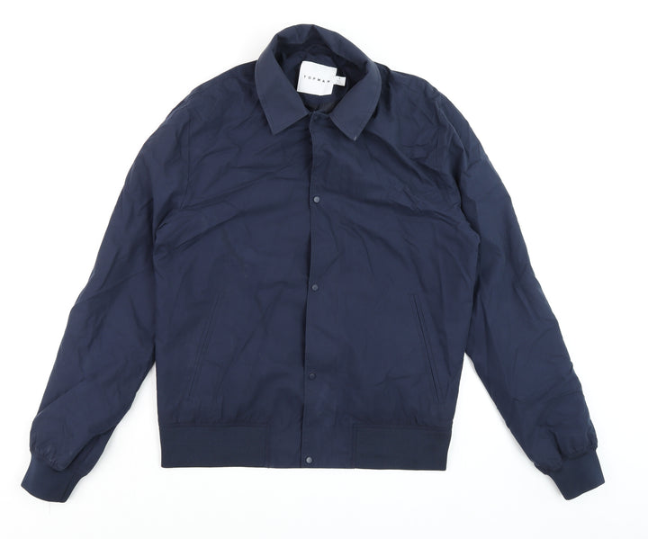 Topman Men's Blue Bomber Jacket Size S Cotton Nylon Casual