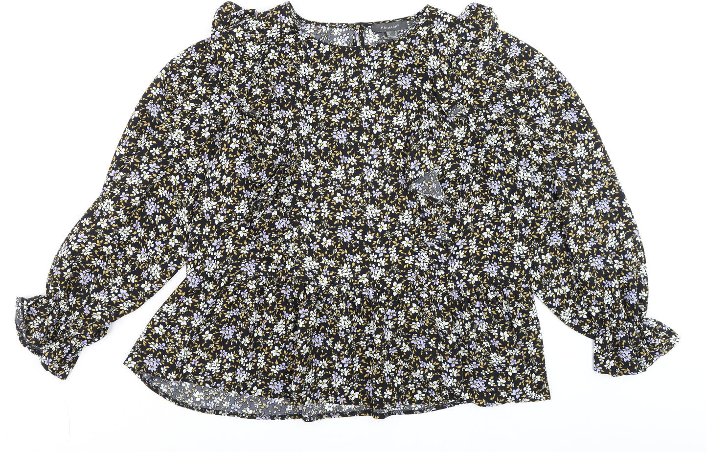 Primark Womens Multicoloured Floral Ruffle Blouse Size 18