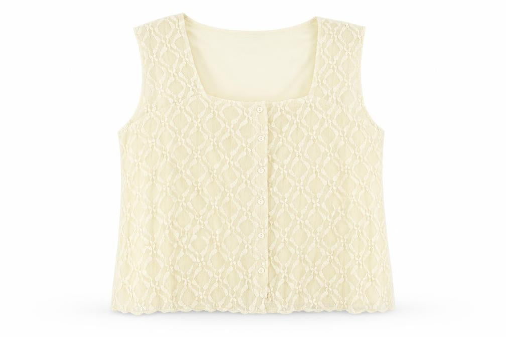 Front view of Gallery Women Beige Lace Camisole Blouse L Regular Fit