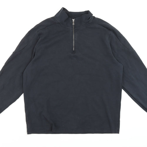 Dunnes Stores Men's Navy 1/2 Zip Mock Neck Sweatshirt M