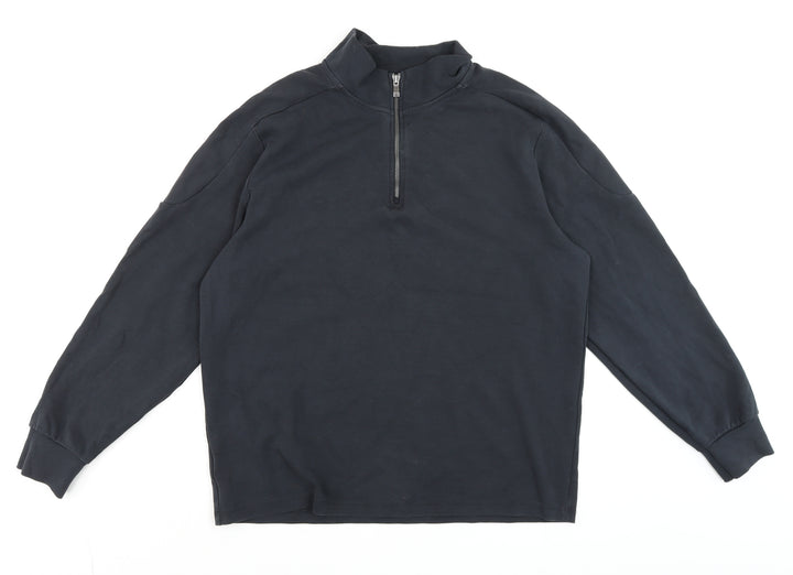 Dunnes Stores Men's Navy 1/2 Zip Mock Neck Sweatshirt M