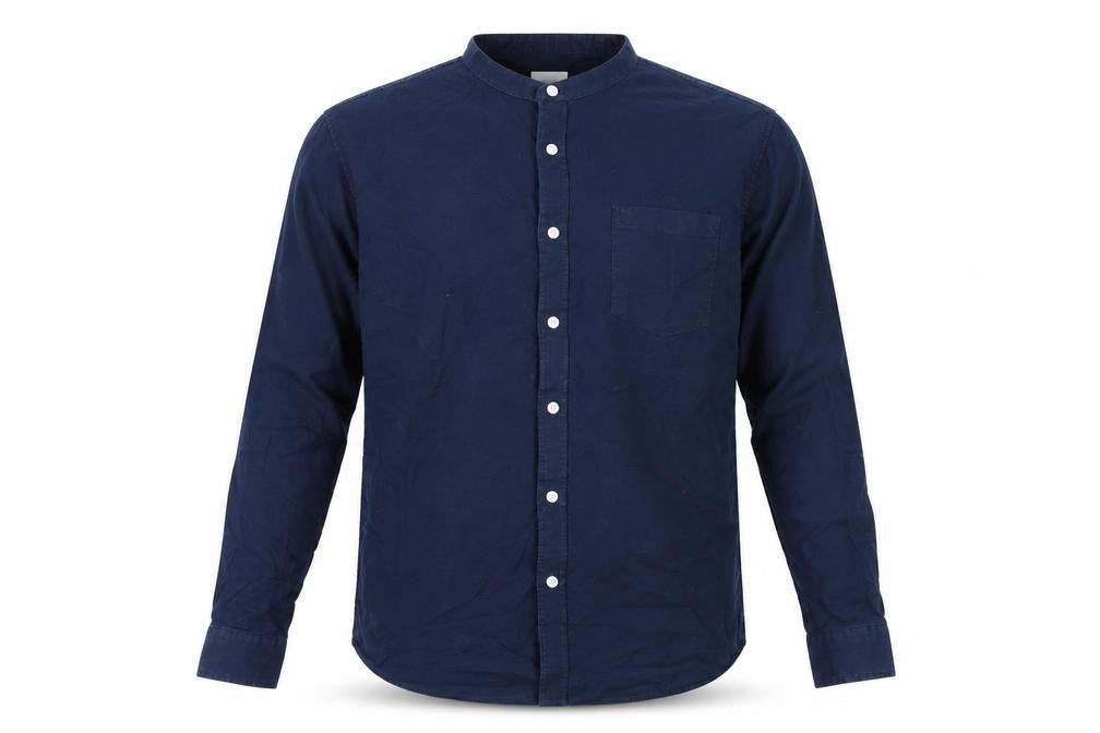 Burton Menswear London Men's Blue XL Band Collar Button-Up Shirt
