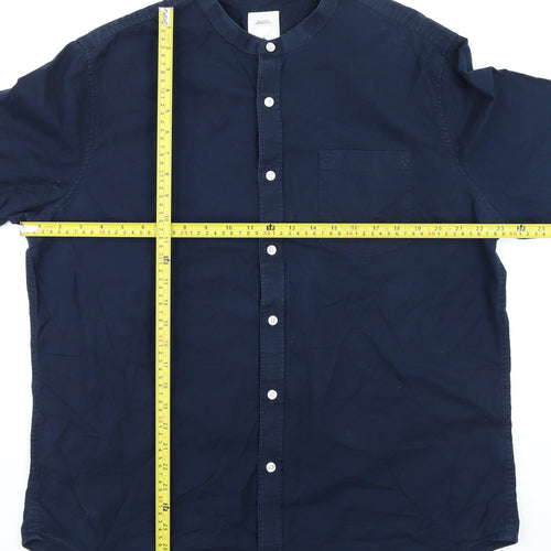 Burton Menswear London Men's Blue XL Band Collar Button-Up Shirt