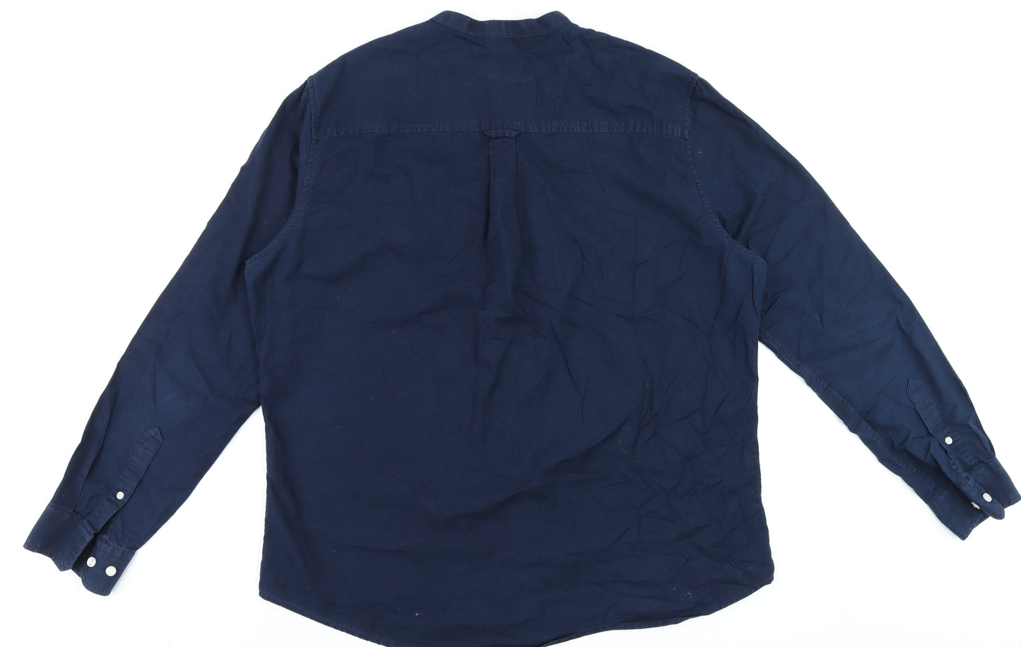 Burton Menswear London Men's Blue XL Band Collar Button-Up Shirt