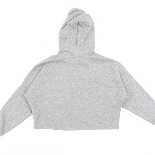 Puma Grey Cropped Hoodie Womens Teen Size 12 Relaxed Fit Fleece