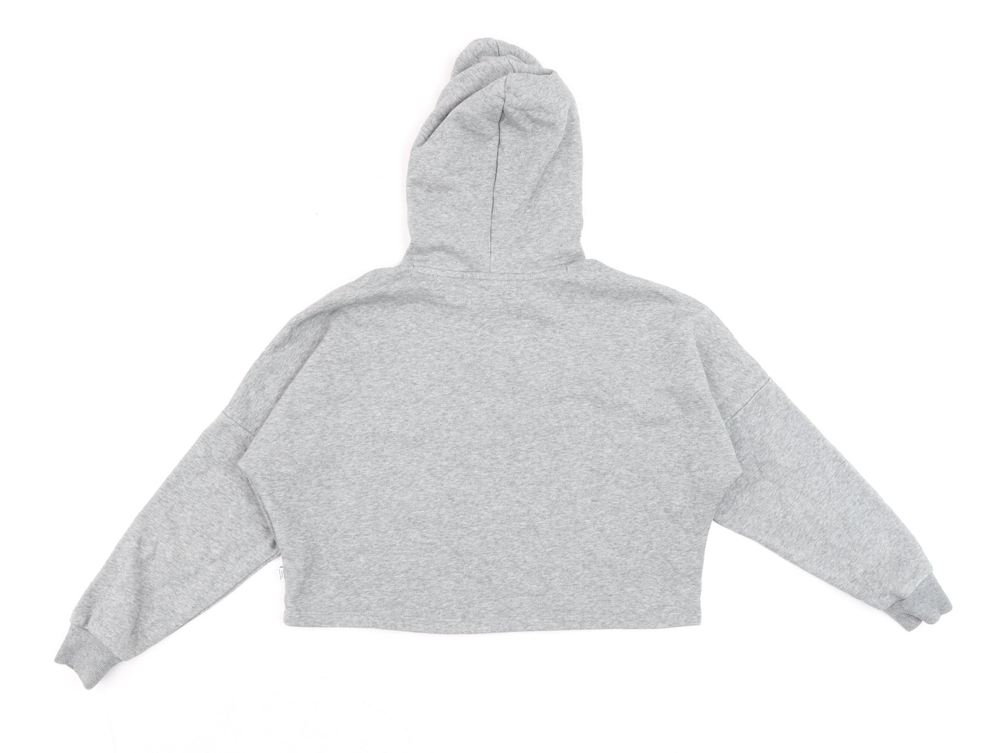 Puma Grey Cropped Hoodie Womens Teen Size 12 Relaxed Fit Fleece