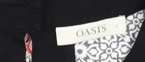 Oasis Women's Black Geometric Sheath Dress Size L Sleeveless Belted