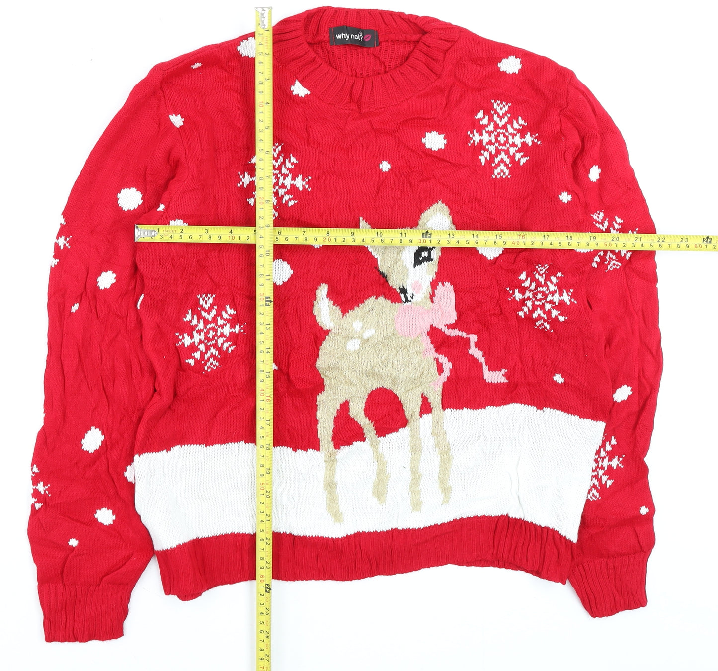Why Not? Women Red Christmas Deer Knit Jumper Size 4