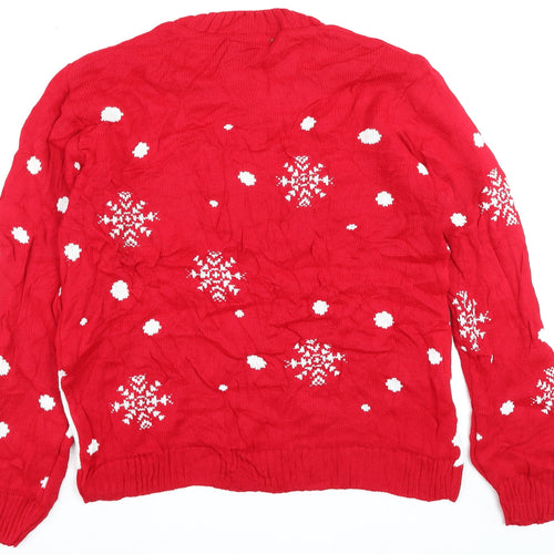 Why Not? Women Red Christmas Deer Knit Jumper Size 4