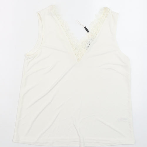 Gallery Women Ivory Lace V-Neck Camisole Tank Top M