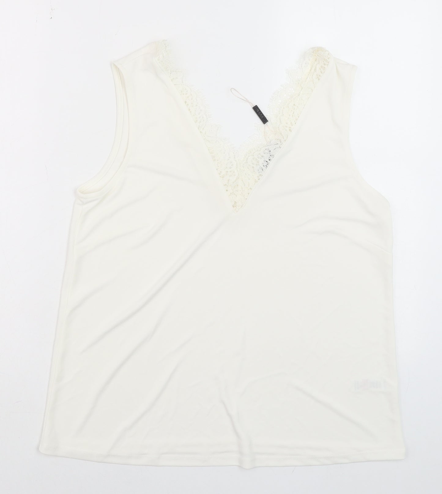 Gallery Women Ivory Lace V-Neck Camisole Tank Top M