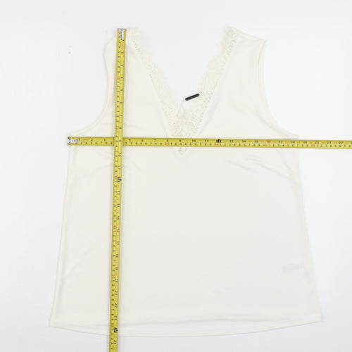 Gallery Women Ivory Lace V-Neck Camisole Tank Top M