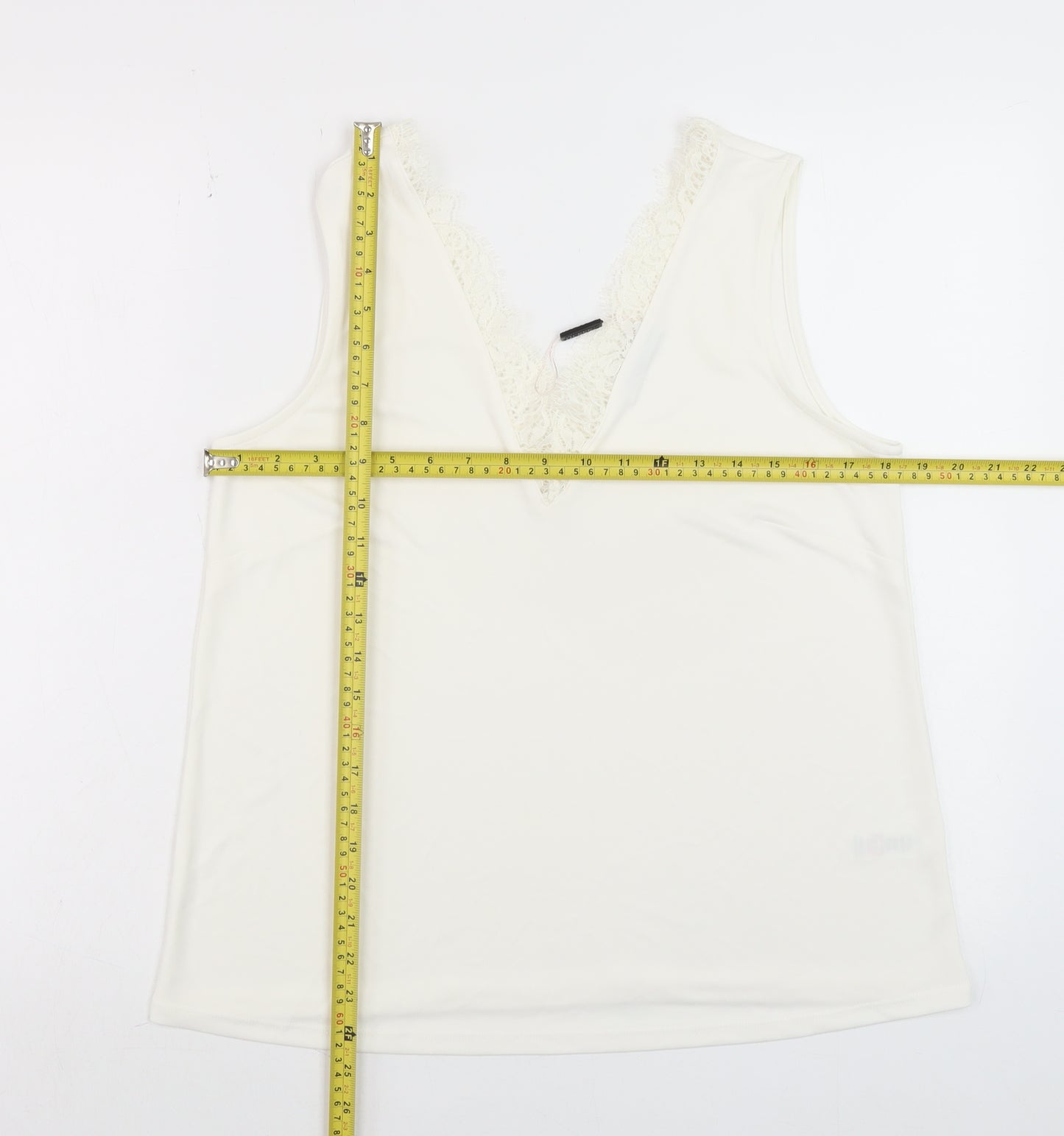 Gallery Women Ivory Lace V-Neck Camisole Tank Top M