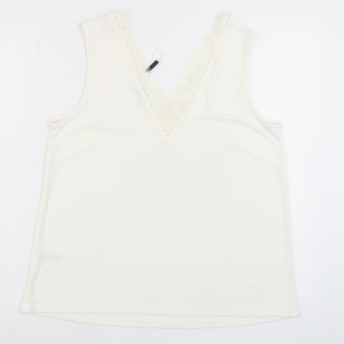 Gallery Women Ivory Lace V-Neck Camisole Tank Top M
