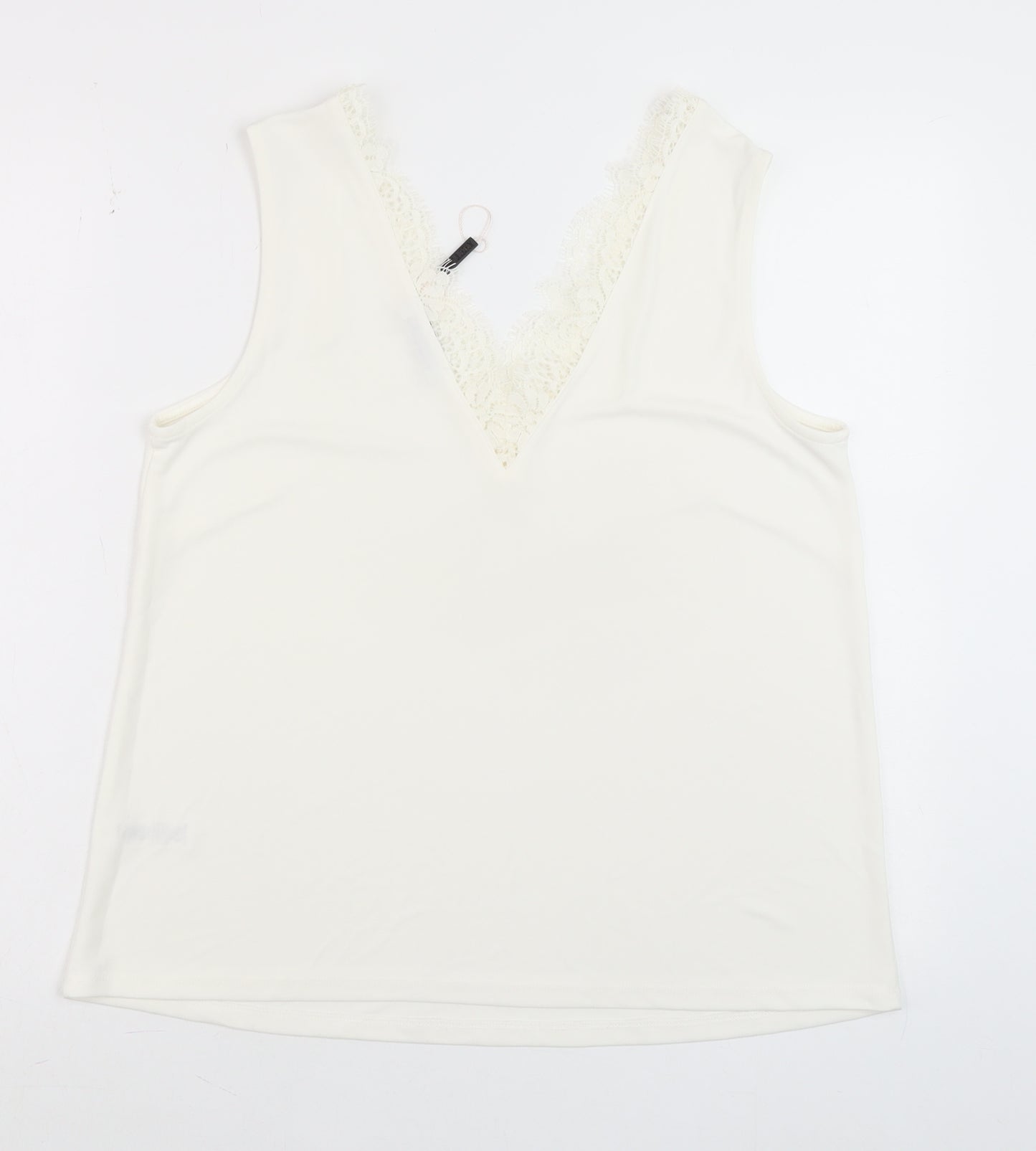 Gallery Women Ivory Lace V-Neck Camisole Tank Top M