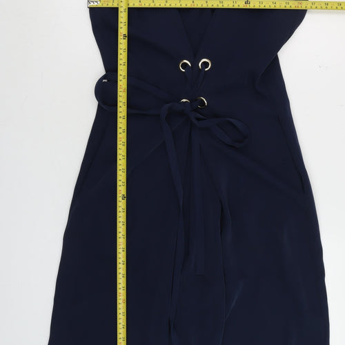Linea Women Blue Size 16 Sleeveless Belted Wrap Dress