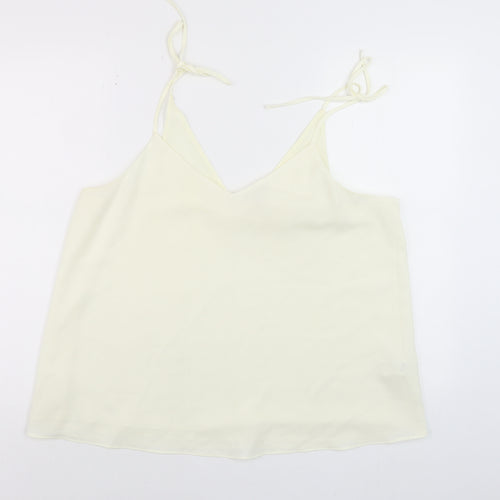 River Island Women Ivory Camisole V-Neck Spaghetti Strap Top Size 16