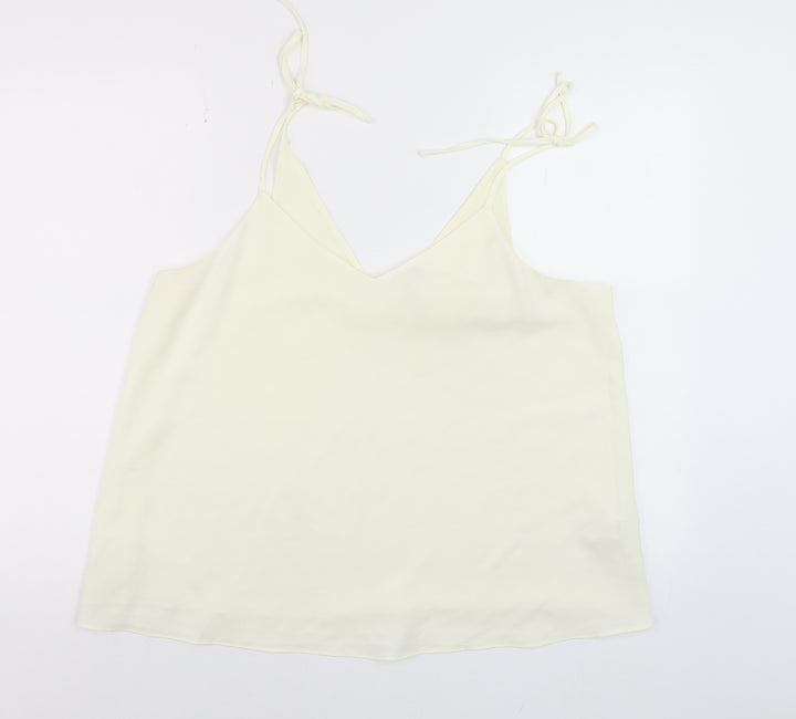 River Island Women Ivory Camisole V-Neck Spaghetti Strap Top Size 16