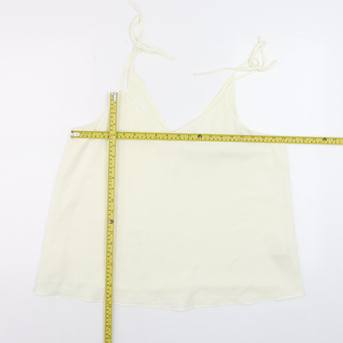 River Island Women Ivory Camisole V-Neck Spaghetti Strap Top Size 16