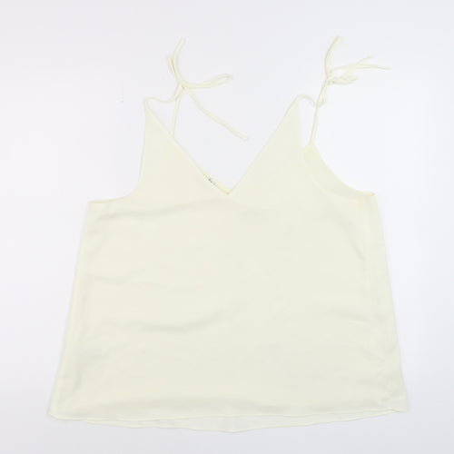 River Island Women Ivory Camisole V-Neck Spaghetti Strap Top Size 16