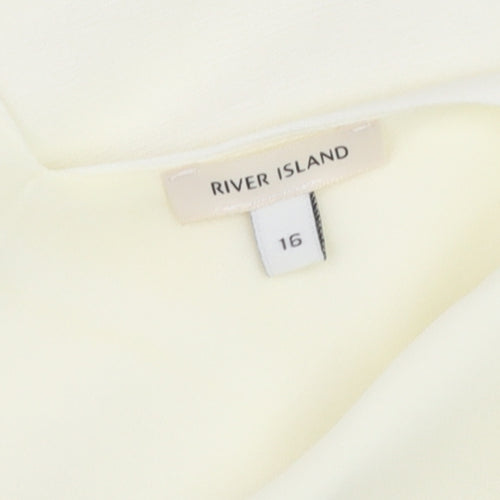 River Island Women Ivory Camisole V-Neck Spaghetti Strap Top Size 16