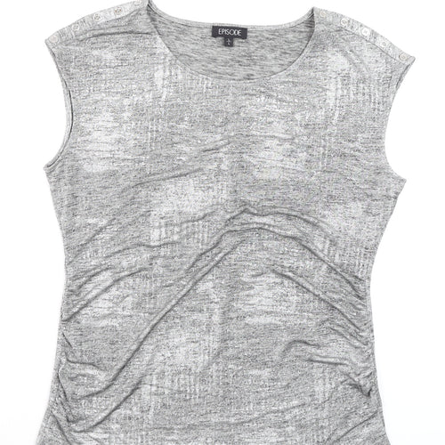 Episode Women's Grey Sleeveless Crew Neck Stretch Jersey T-Shirt Size L