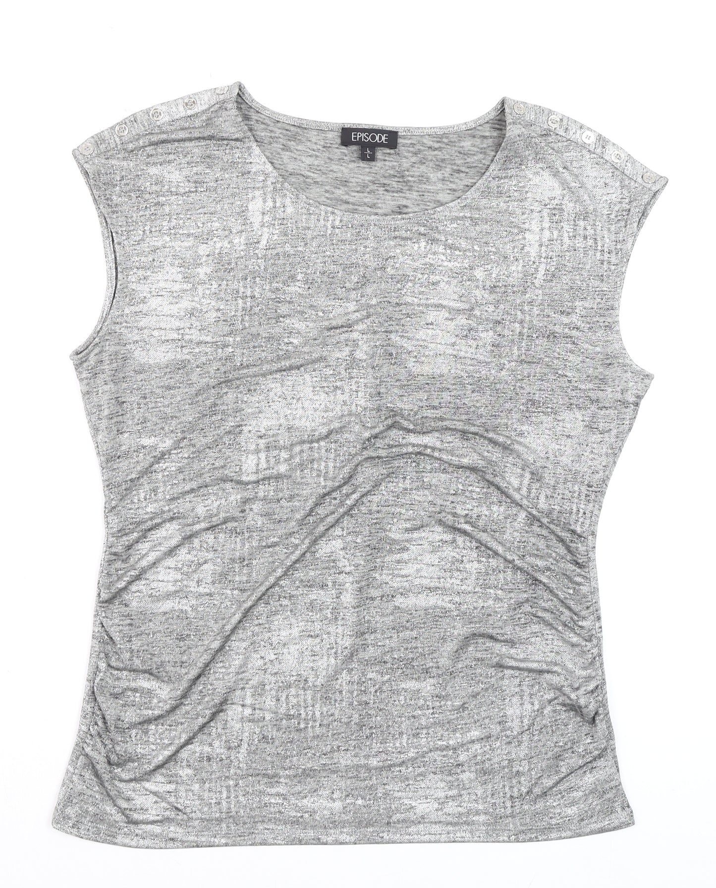 Episode Women's Grey Sleeveless Crew Neck Stretch Jersey T-Shirt Size L