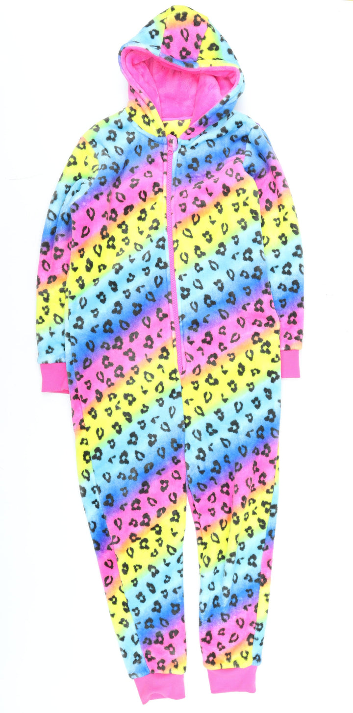 Dunnes Stores Boys Multicoloured Fleece Hooded One Piece Pyjamas Size 10 Years