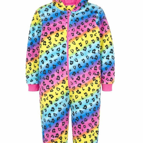 Dunnes Stores Boys Multicoloured Fleece Hooded One Piece Pyjamas Size 10 Years