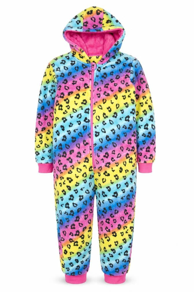 Dunnes Stores Boys Multicoloured Fleece Hooded One Piece Pyjamas Size 10 Years