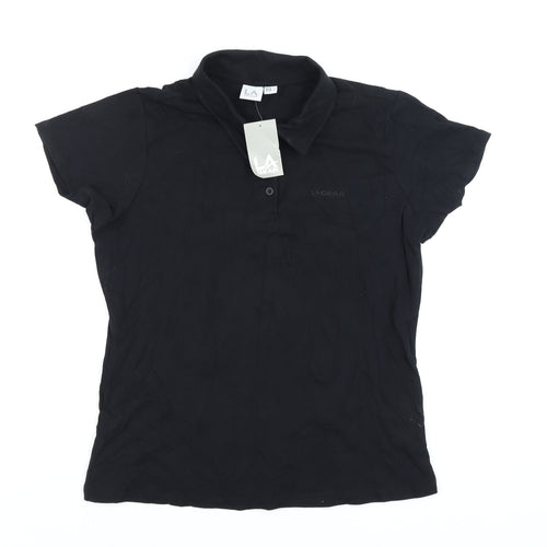 LA Gear Womens Black Polo Shirt UK 14 Collared Short Sleeve Cotton Blend