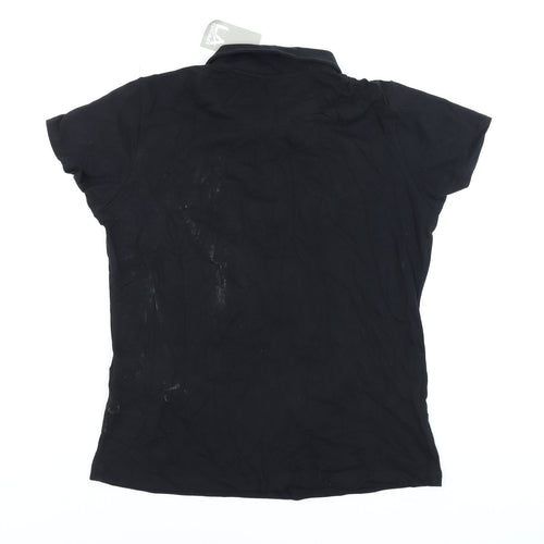 LA Gear Womens Black Polo Shirt UK 14 Collared Short Sleeve Cotton Blend