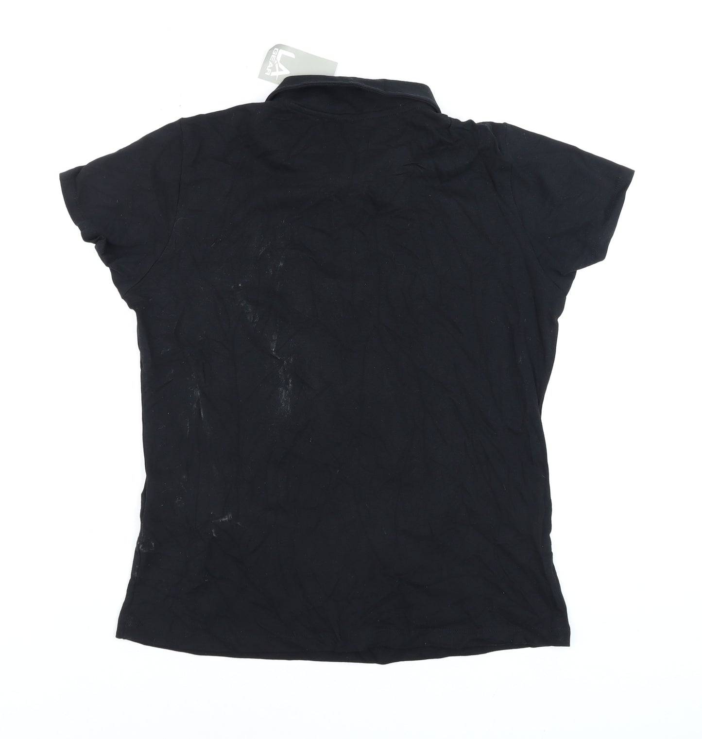 LA Gear Womens Black Polo Shirt UK 14 Collared Short Sleeve Cotton Blend